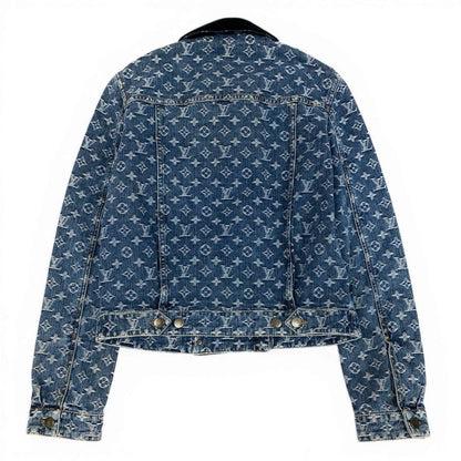 Louis Vuitton Id7 Vintage Monogram Jacquard Double Denim Jacket 38 Indigo — view 3