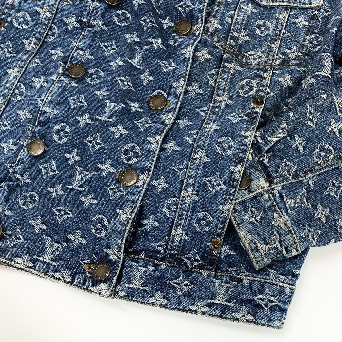 Louis Vuitton Id7 Vintage Monogram Jacquard Double Denim Jacket 38 Indigo — view 6