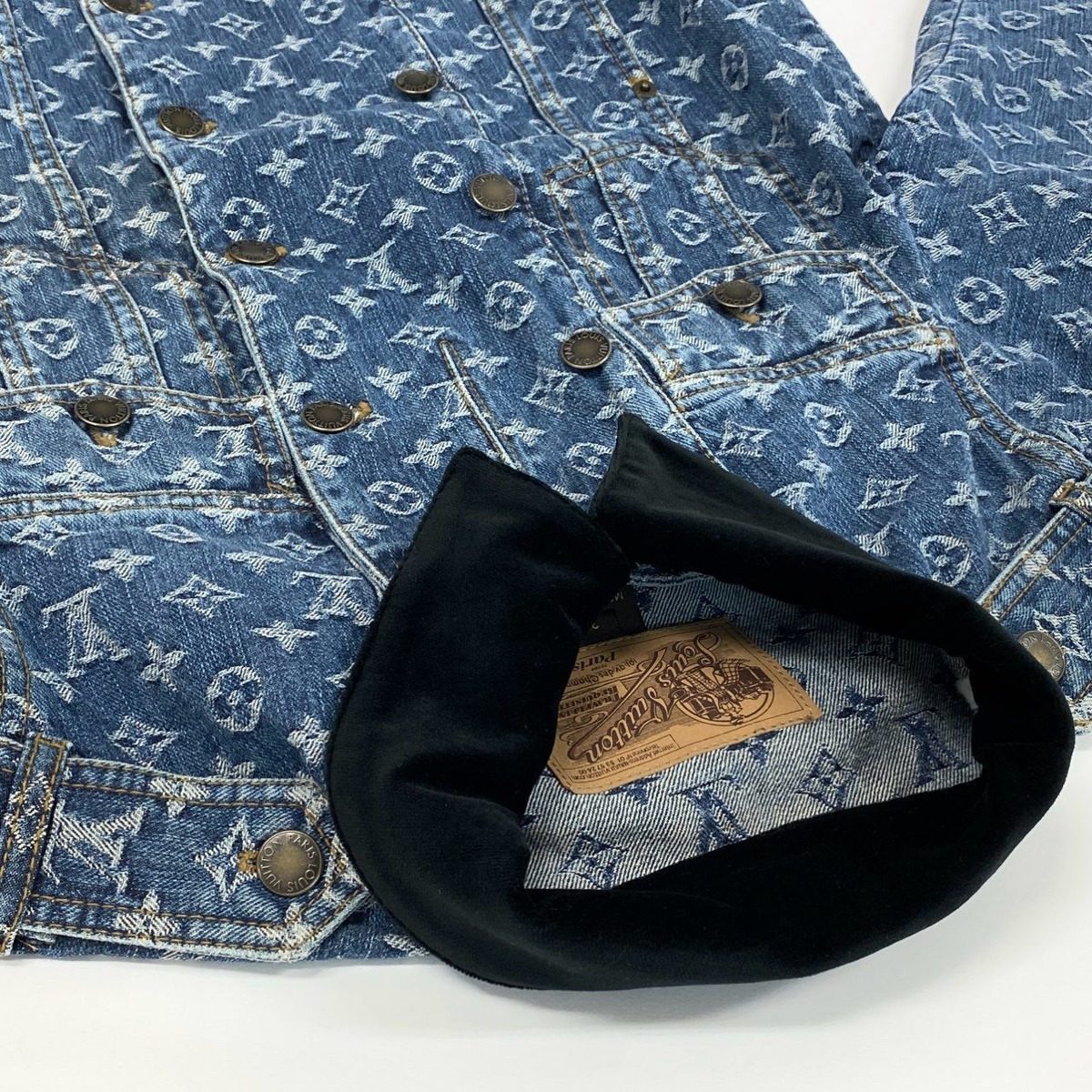 Louis Vuitton Id7 Vintage Monogram Jacquard Double Denim Jacket 38 Indigo — view 8