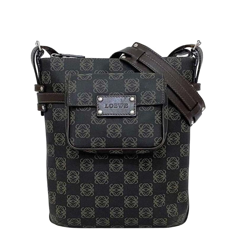 Loewe Shoulder Bag Gray Brown Anagram with Pouch