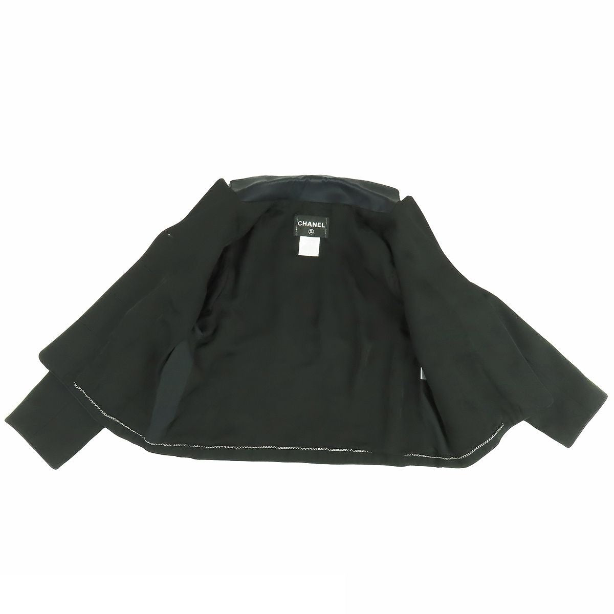 Chanel Jacket Black Wool Crown Button with Shoulder Pad 08A Top 40 — view 5