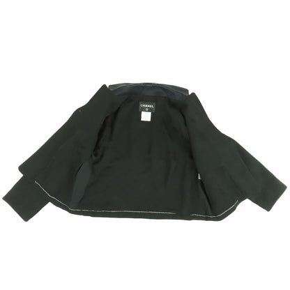 Chanel Jacket Black Wool Crown Button with Shoulder Pad 08A Top 40 — view 5