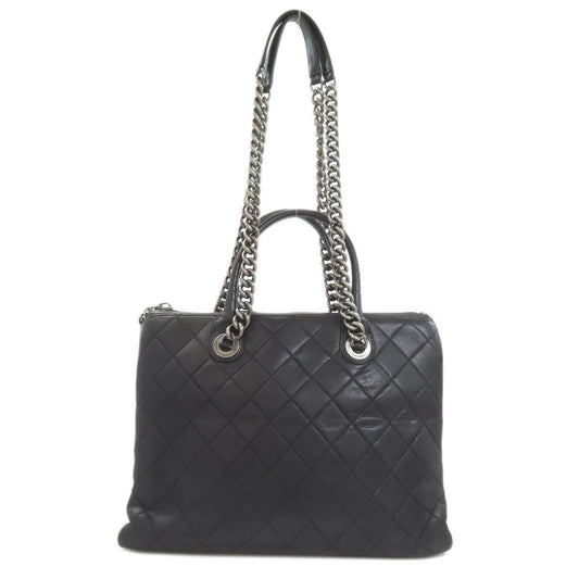 Chanel Quilted 2-Way Silver Tote Calf