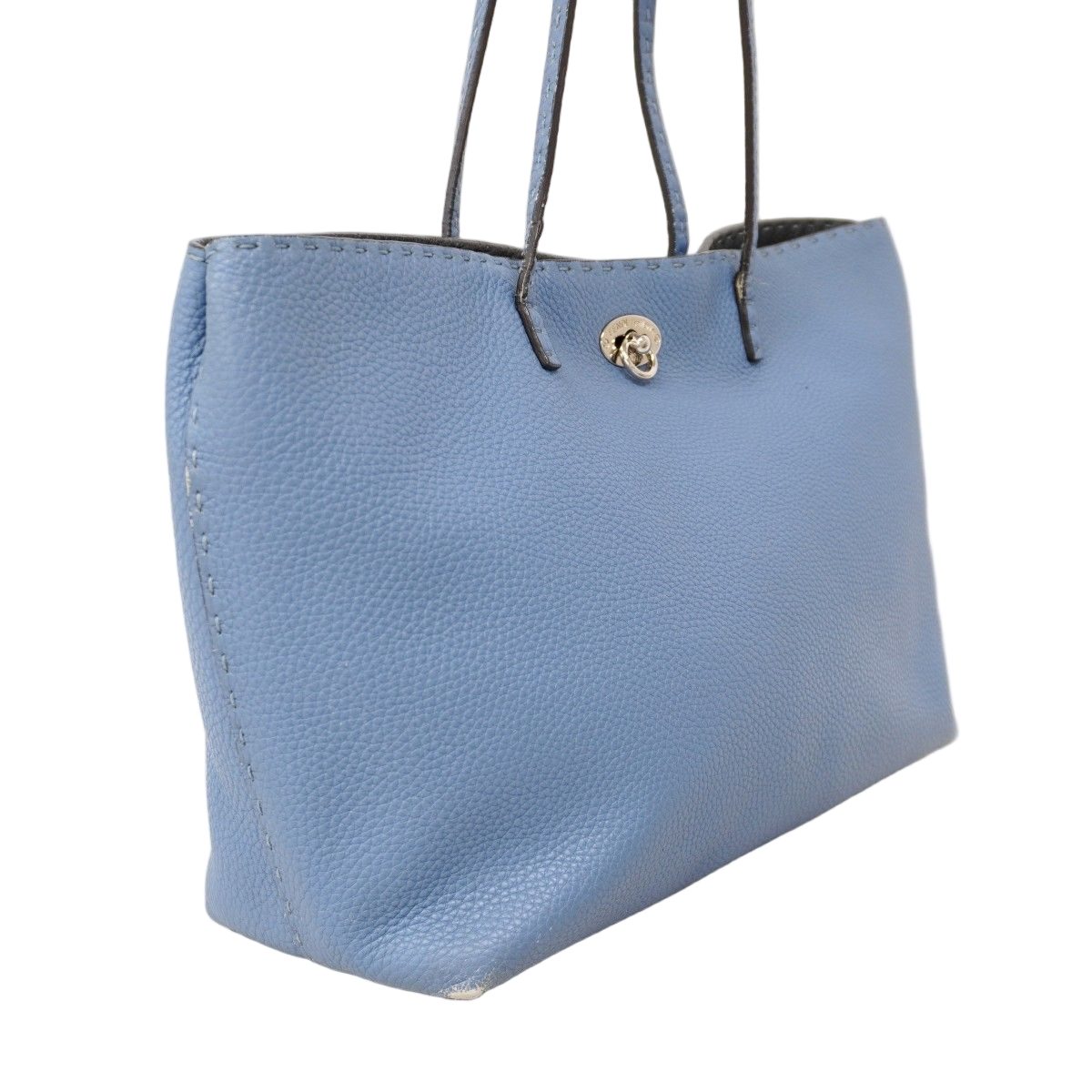Fendi Tote Selleria Leather Blue Silver — view 2