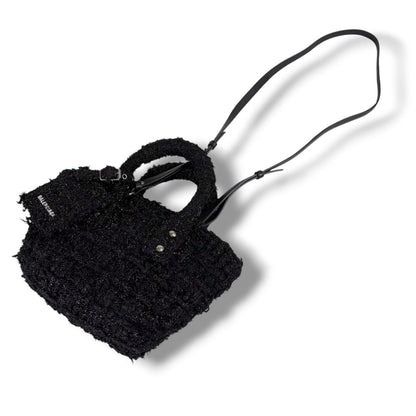 Balenciaga Bistro Xxs Basket Shoulder Bag Lame Black Tweed — view 14
