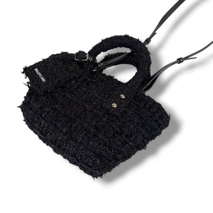 Balenciaga Bistro Xxs Basket Shoulder Bag Lame Black Tweed — view 2