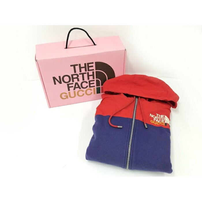 Gucci the North Face Zip-Up Hoodie Purple Red Cotton Nylon — view 10