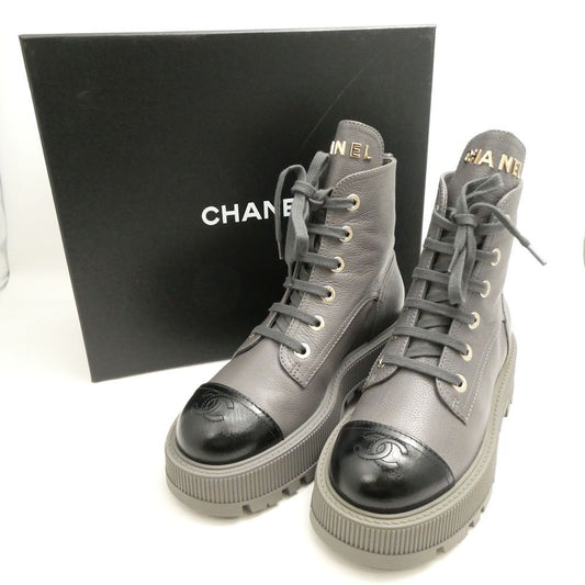 Chanel Boots 37 to CC Logo Lace Up Thick Sole
