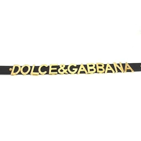 Dolce & Gabbana Leather Gold Belt 70 cm Black — view 4