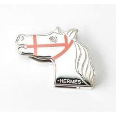 Hermes Scarf Ring Holder Twillye Cadrige Horse Orange Silver