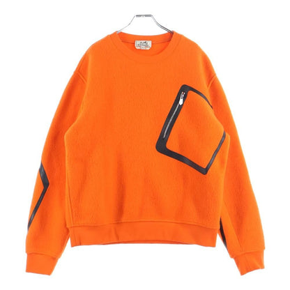 Hermes Cashmere Leather Patch Sweatshirt Orange