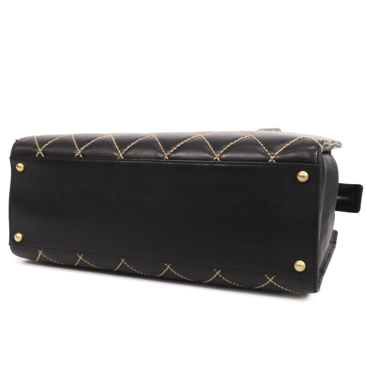 Chanel Wild Stitch Tote Bag Black Gold Leather CC Logo — view 3