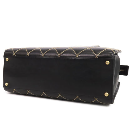 Chanel Wild Stitch Tote Bag Black Gold Leather CC Logo — view 3