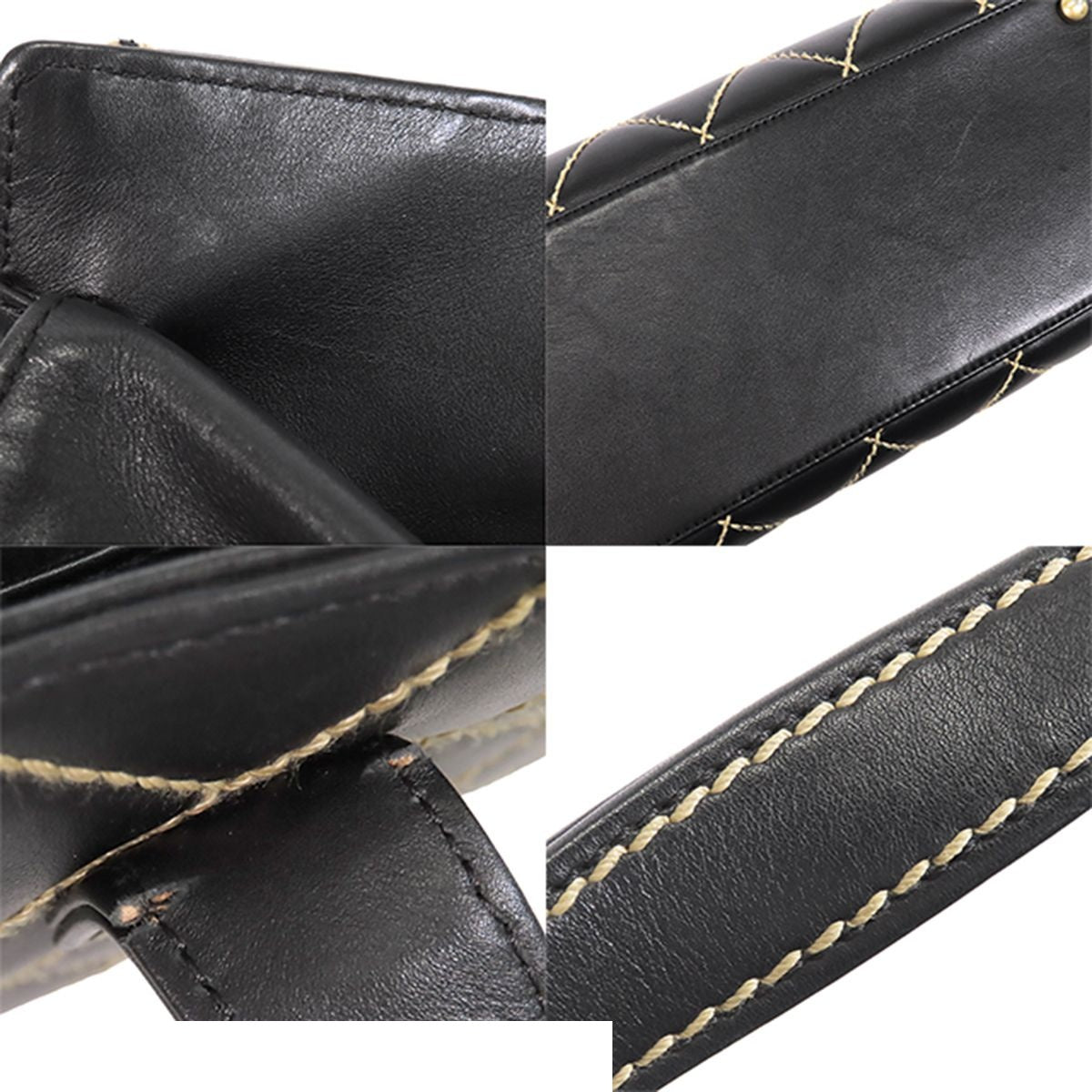 Chanel Wild Stitch Tote Bag Black Gold Leather CC Logo — view 6