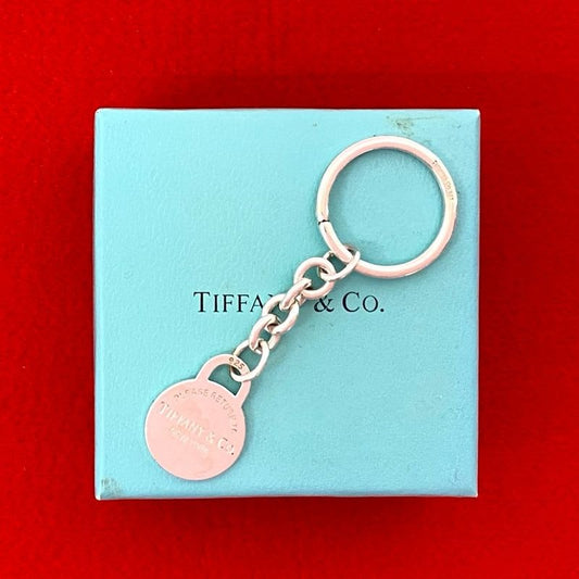Tiffany & Co. Return To Round Tag Dangle Key Ring Silver 925