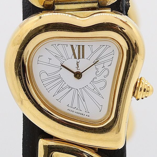 Saint Laurent Yves Quartz Heart Motif White Dial Watch Kut