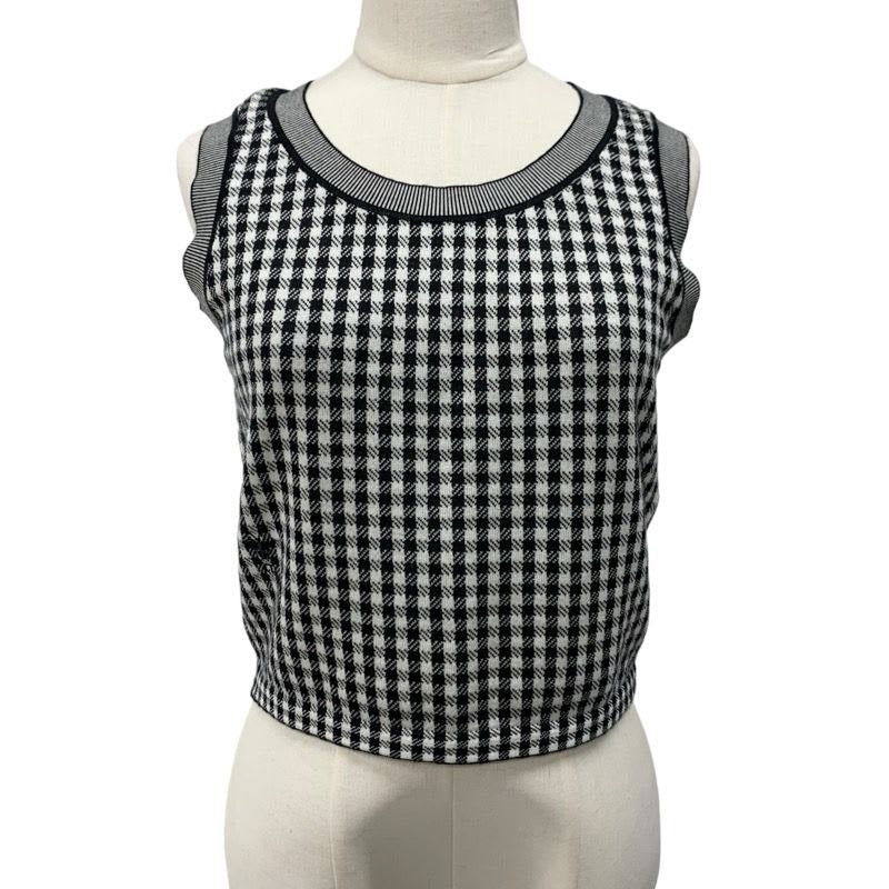 Christian Dior Top Black White Logo Check Knit Sleeveless