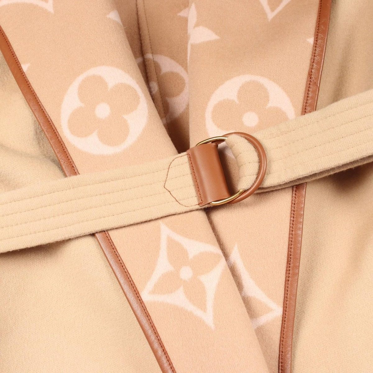 Louis Vuitton Giant Monogram Footed Wrap Coat Beige Wool — view 6