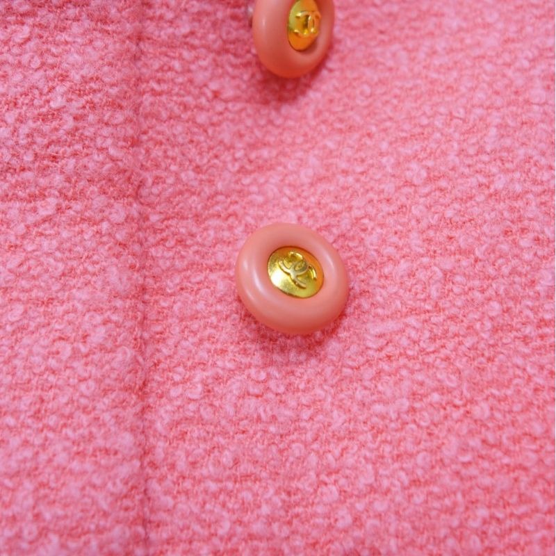 Chanel Jacket 96 C Double Breasted Wool Tweed Coco Mark Button Outerwear Vintage — view 9