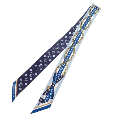 Louis Vuitton Bandeau BB Bow Silk Blue Scarf 0022