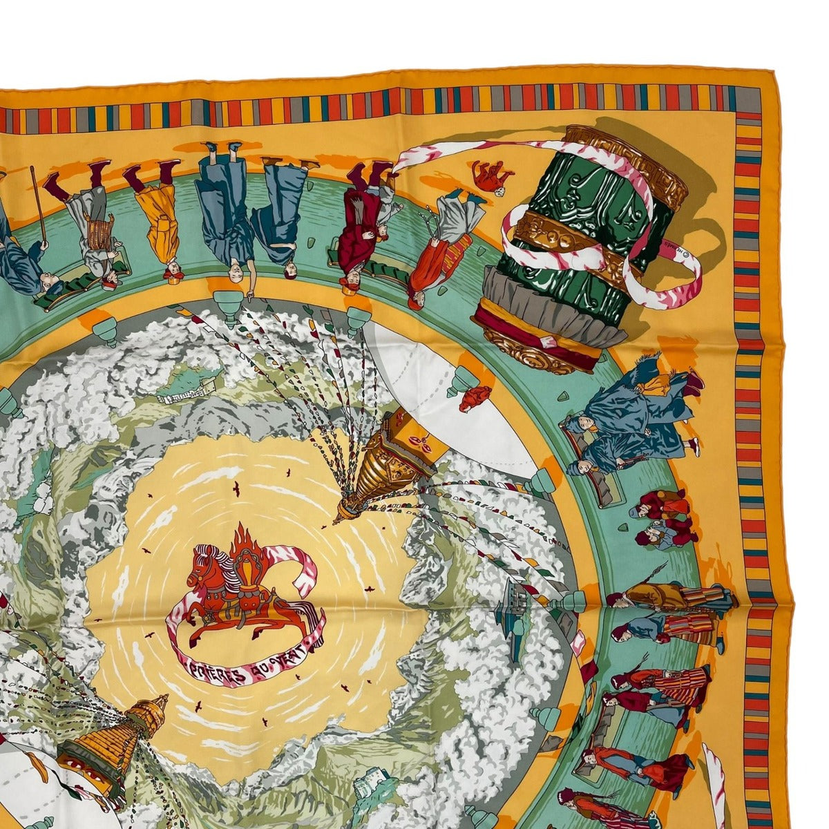 Hermes Scarf Silk Carre 90 Prieres AU Vent Prayer in the Wind Yellow — view 3