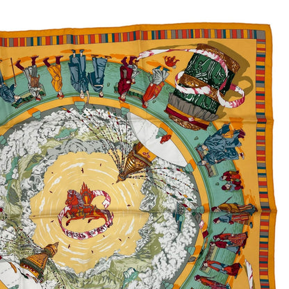 Hermes Scarf Silk Carre 90 Prieres AU Vent Prayer in the Wind Yellow — view 3