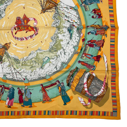 Hermes Scarf Silk Carre 90 Prieres AU Vent Prayer in the Wind Yellow — view 5