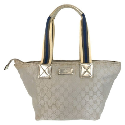 Gucci Sherry Line Silver GG Canvas Tote Bag Shoulder Bag Ladies
