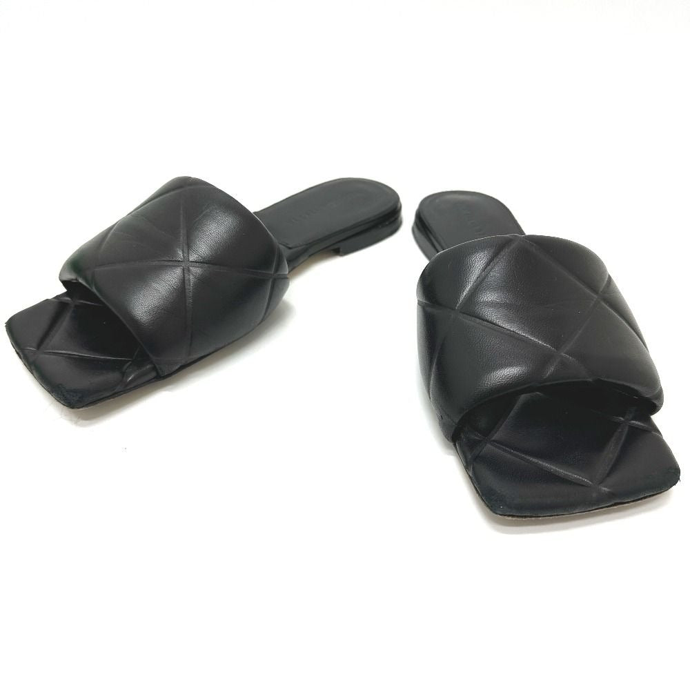 Bottega Veneta Sandals Rubber Lido Flat Leather Black