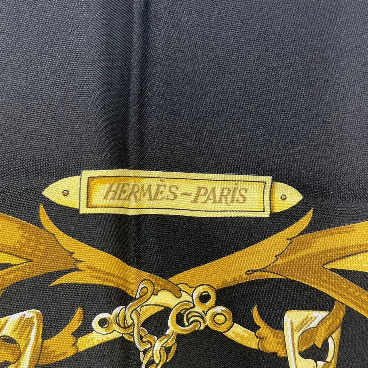 Hermes Scarf Silk Carre 90 Lemors a la Conetable Elegance Black Gold — view 7