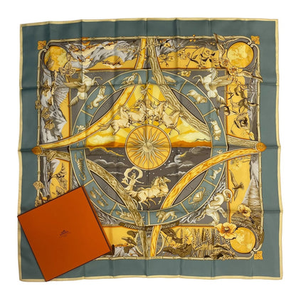 Hermes Carre 90 Scarf 100% Silk Rythmes du Monde Rhythms of the World Multicolor