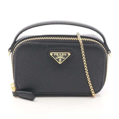 Prada Shoulder Bag Saffiano Triangle Mini Pouch Black