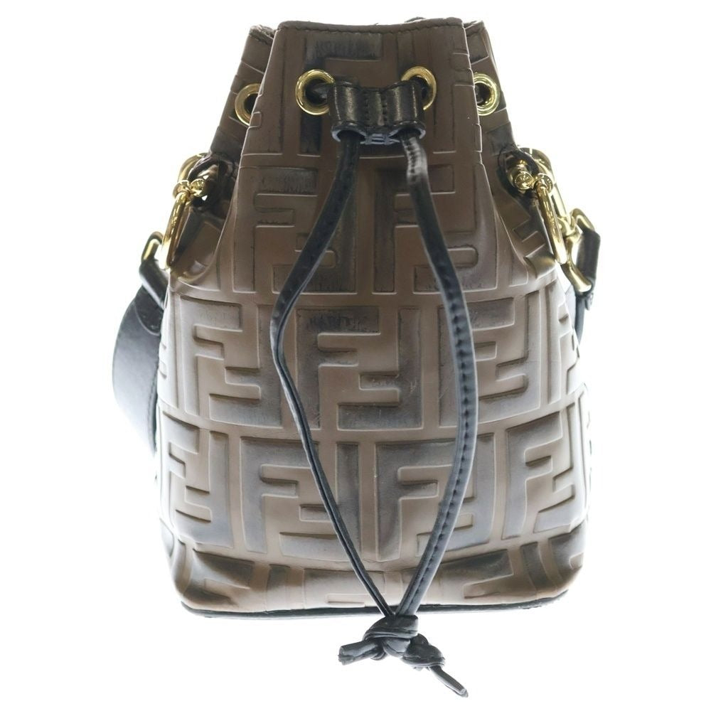 Fendi Mon Tresor Mini Zucca Calf Leather Drawstring Shoulder Bag