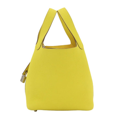 Hermes Picotin Lock 18 PM Hand Bag Taurillon Clemence Lime Silver PM