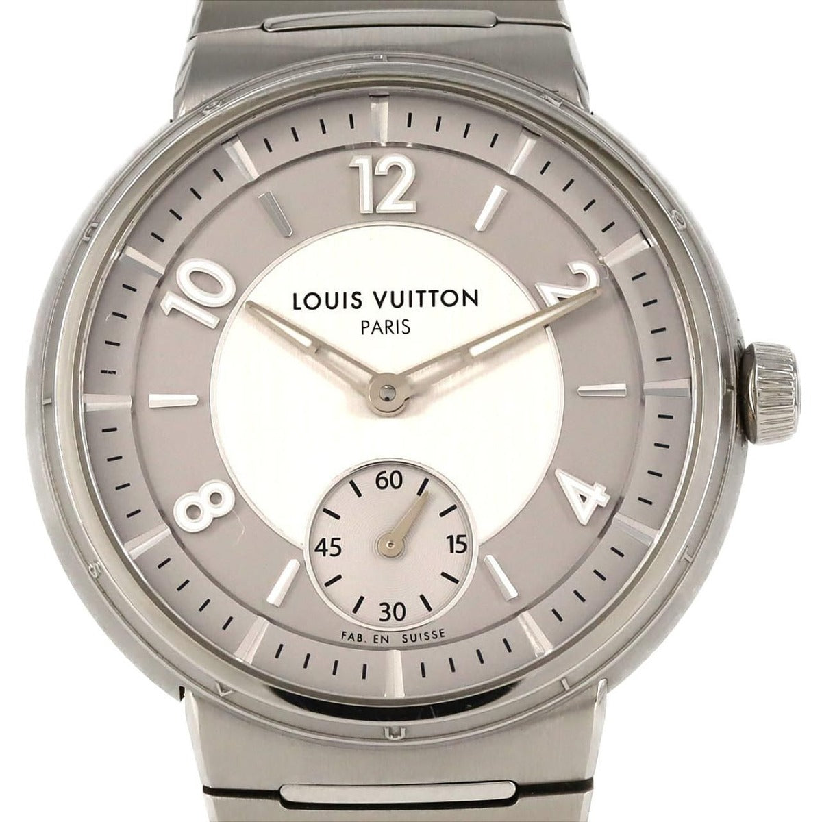 Louis Vuitton Tambourouaux Tomatic Steel Silver SS Automatic Winding