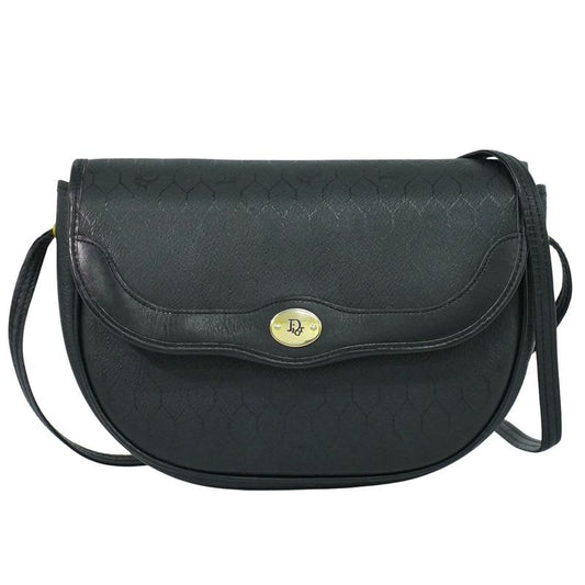 Christian Dior Honeycomb Pattern Shoulder Bag Pochette Black
