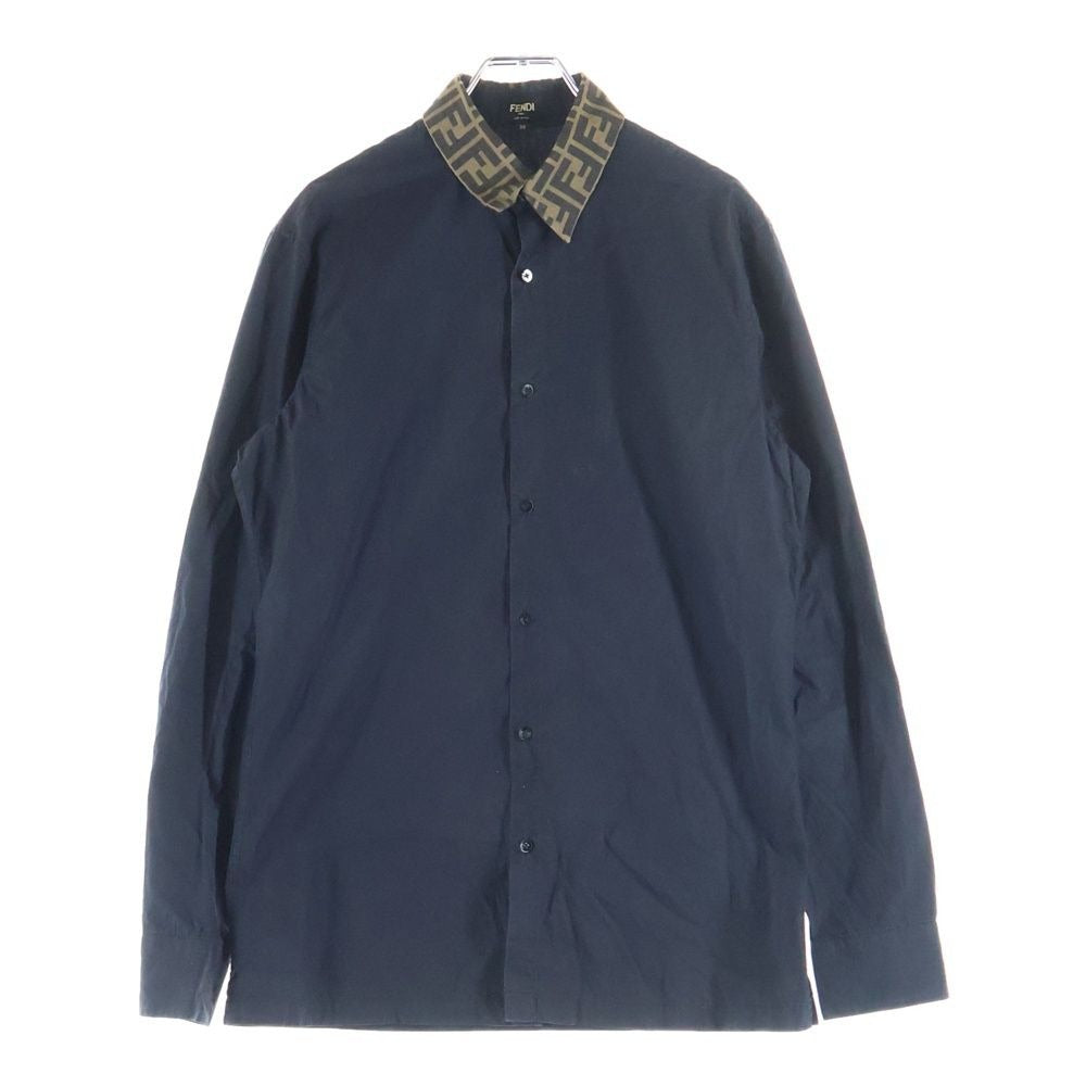 Fendi Zucca Silk Color Long Sleeve Shirt Black