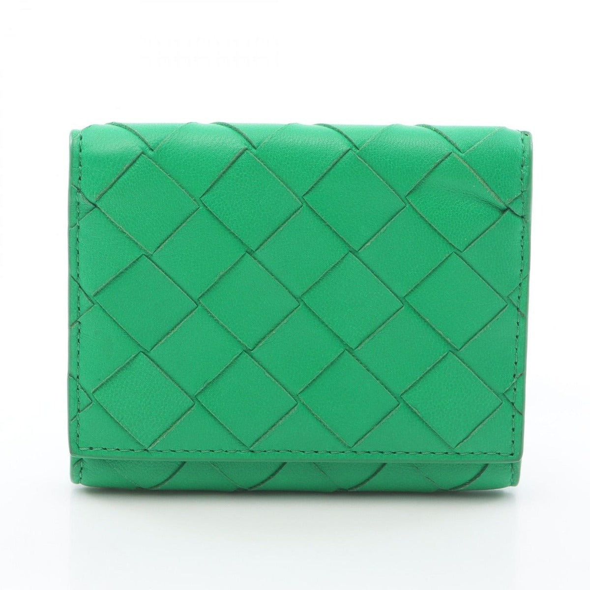 Bottega Veneta Hook Wallet Intrecciato Green Leather Bifold