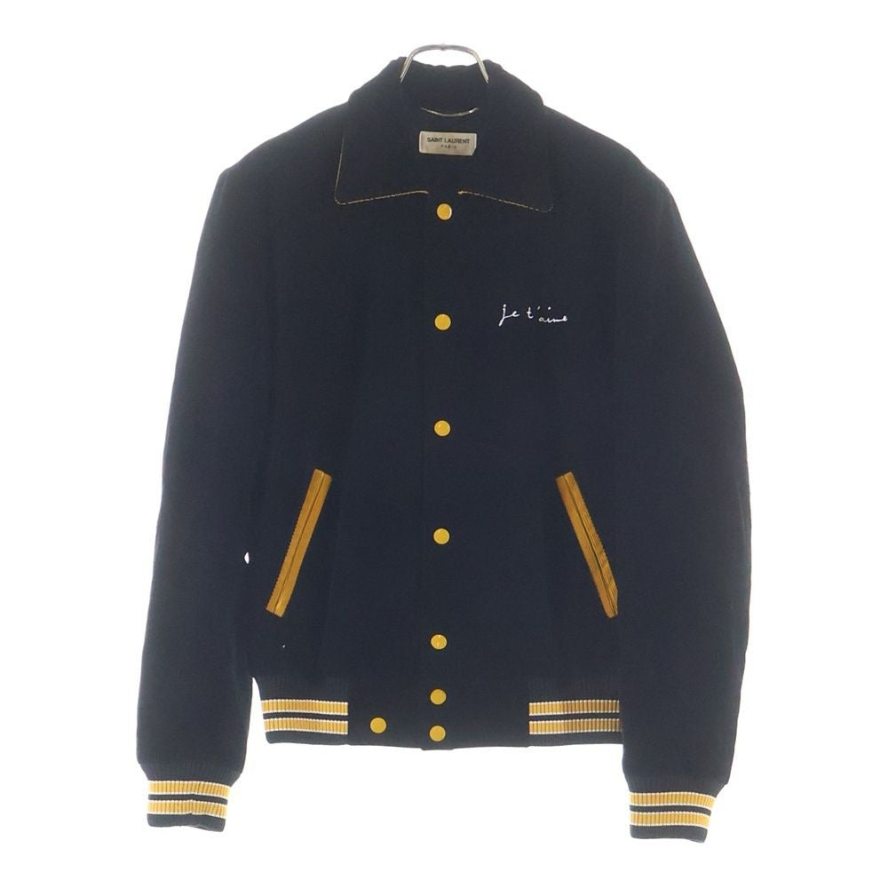 Saint Laurent Paris Front Embroidery Corduroy Stadium Jumper Varsity Jacket