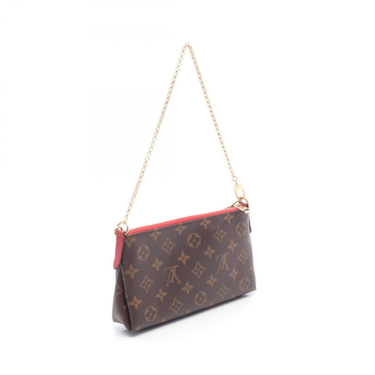 Louis Vuitton Handbag Pallas Clutch Cerise Canvas Leather Brown Red — view 2