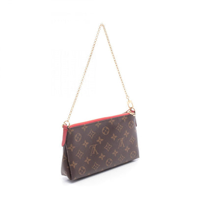 Louis Vuitton Handbag Pallas Clutch Cerise Canvas Leather Brown Red — view 2