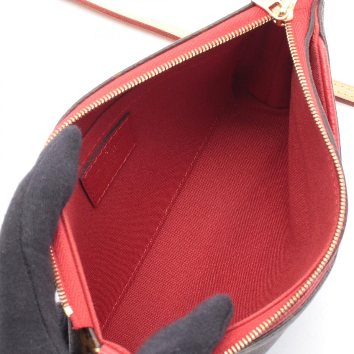 Louis Vuitton Handbag Pallas Clutch Cerise Canvas Leather Brown Red — view 3