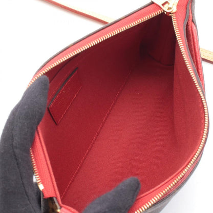 Louis Vuitton Handbag Pallas Clutch Cerise Canvas Leather Brown Red — view 3