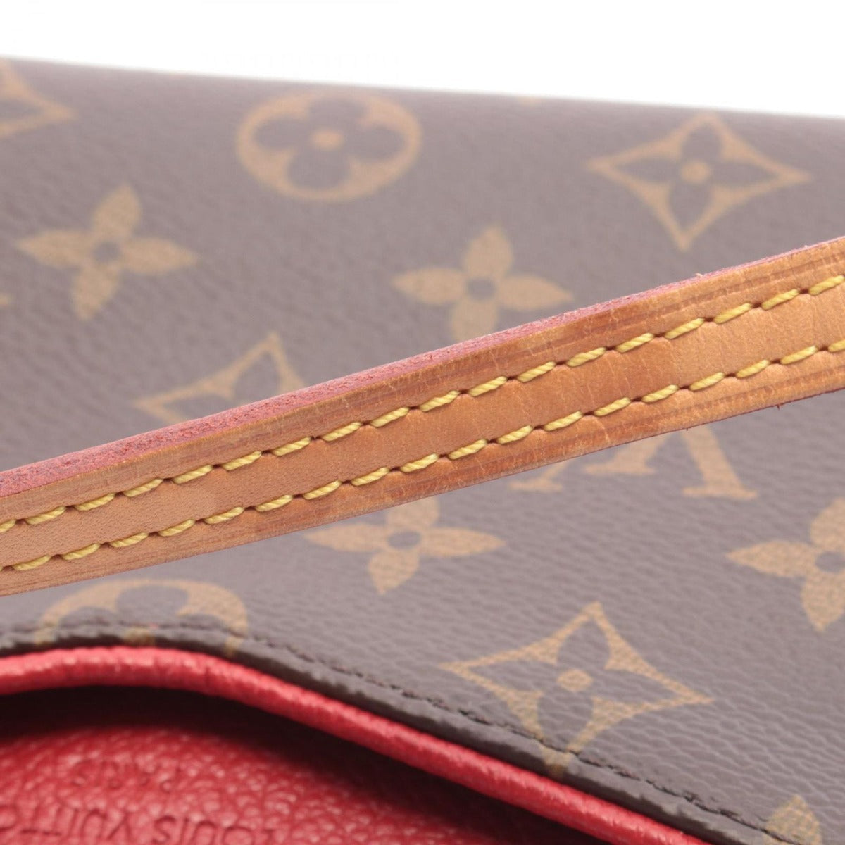 Louis Vuitton Handbag Pallas Clutch Cerise Canvas Leather Brown Red — view 7