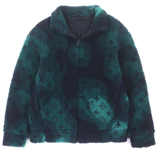 Louis Vuitton Hoy15 W Monogram Camouflage Pattern Jacquard Shearling Zip Up Fleece