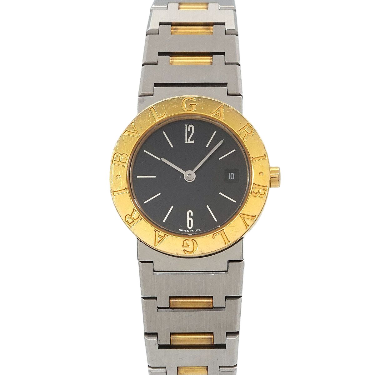 Bvlgari Watch Date Black YG Quartz