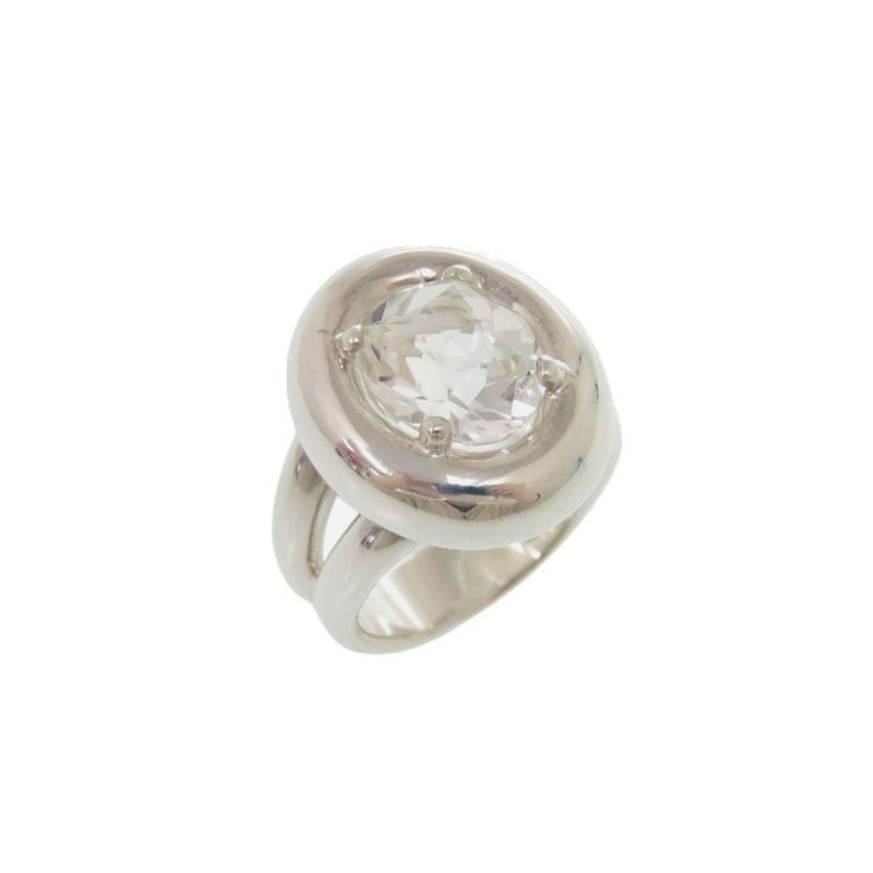 Hermes Vintage Gaucho Silver 925 White Topaz 17 Ring 0267