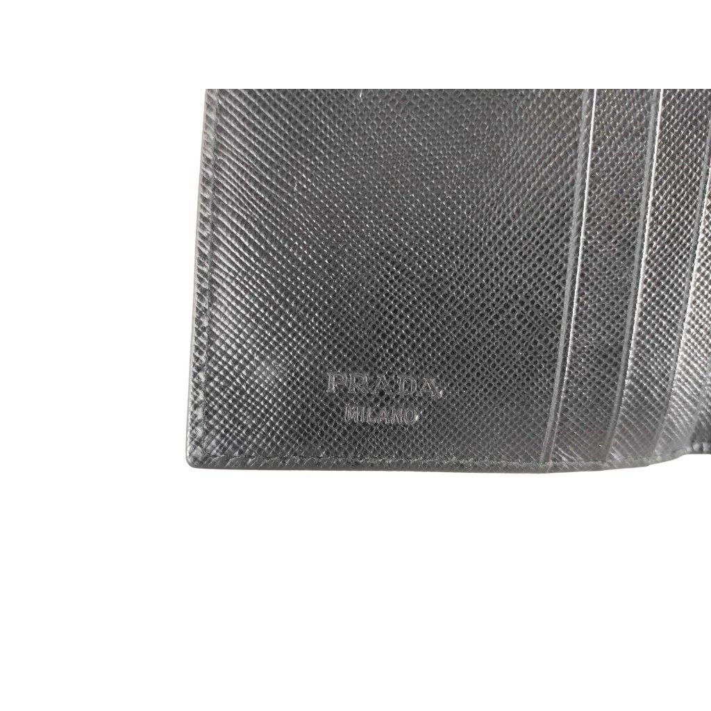 Prada Wallet Triangle Logo Black Nylon Hook Bifold — view 6