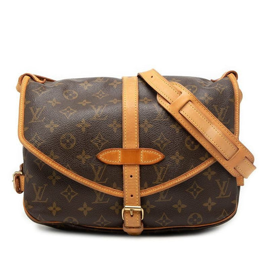 Louis Vuitton Monogram Saumur 30 Crossbody Shoulder Bag Brown Leather
