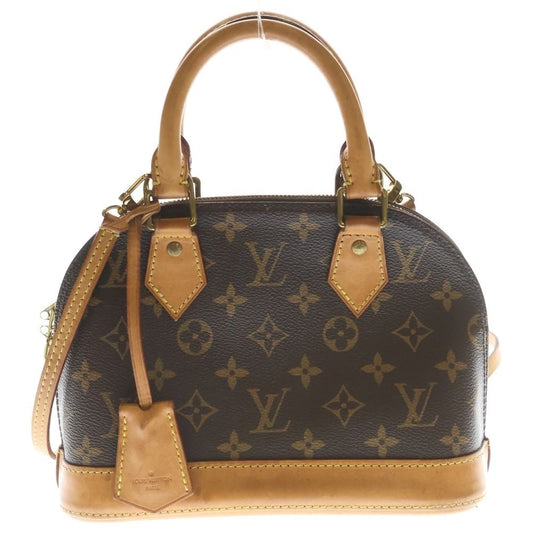 Louis Vuitton Monogram Alma BB 2-Way Shoulder Bag Brown Leather Gold